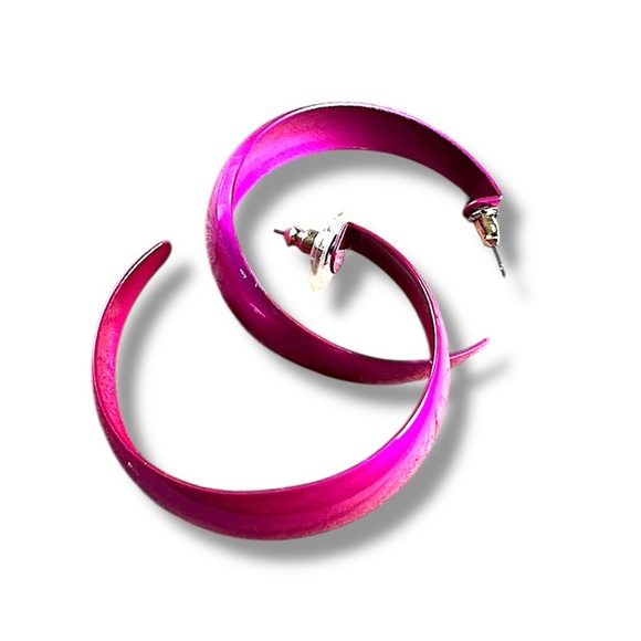 Hot pink metal hoops  2” - Picture 2 of 7